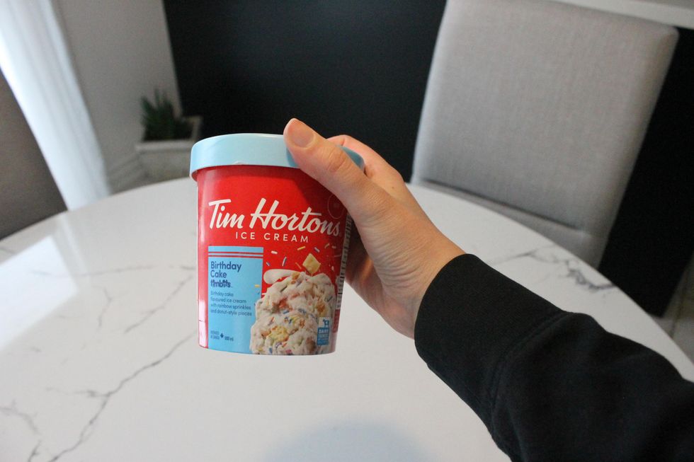 Tim Hortons ice cream Birthday Cake Timbits flavour.