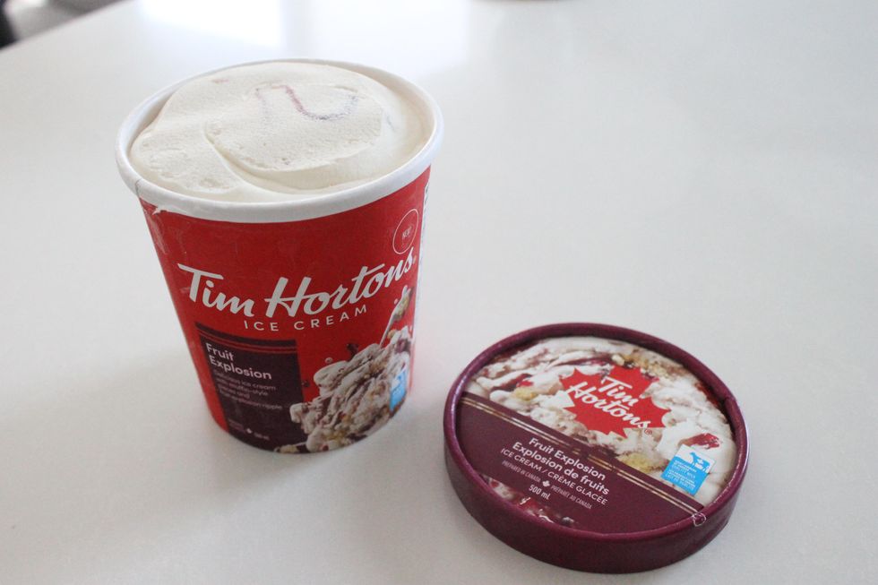 Tim Hortons ice cream Fruit Explosion flavour.