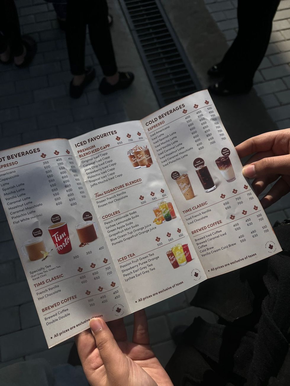 Tim Hortons Lahore menu.