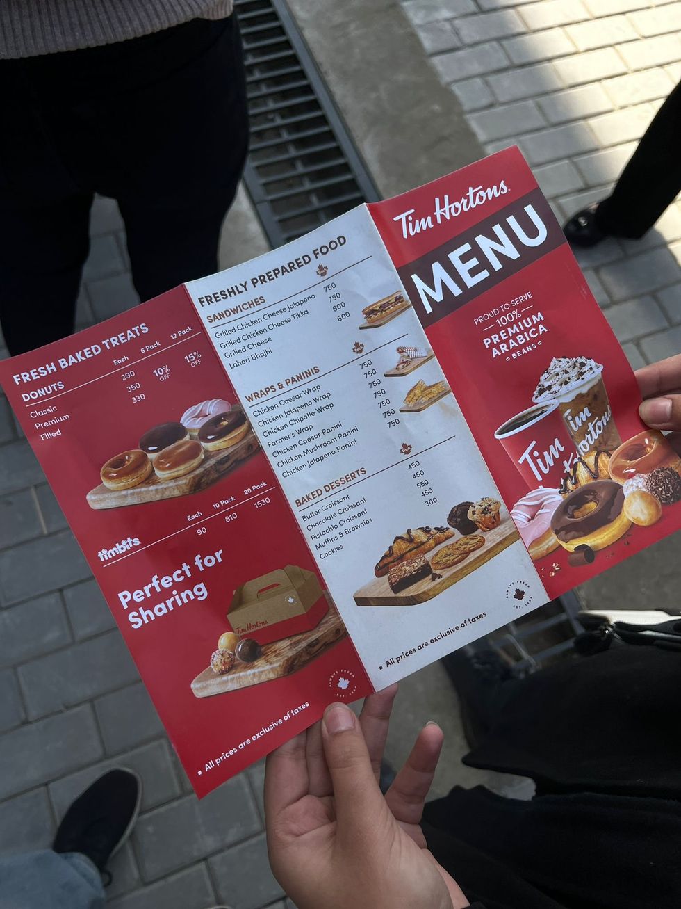 Tim Hortons Lahore menu.
