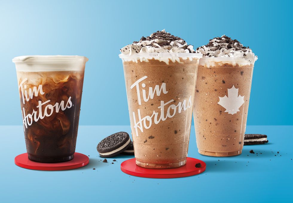 tim hortons marshmallow cold brew, mocha oreo iced capp and oreo double stuf iced capp