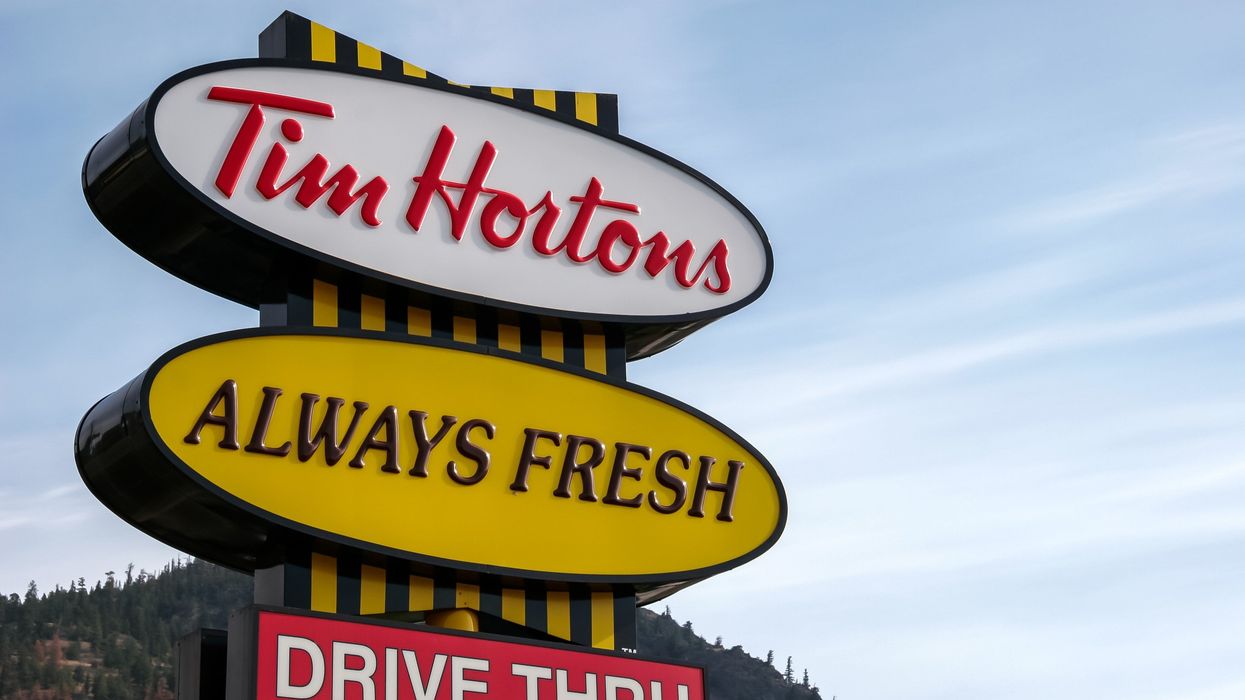 tim hortons sign at a location in bc