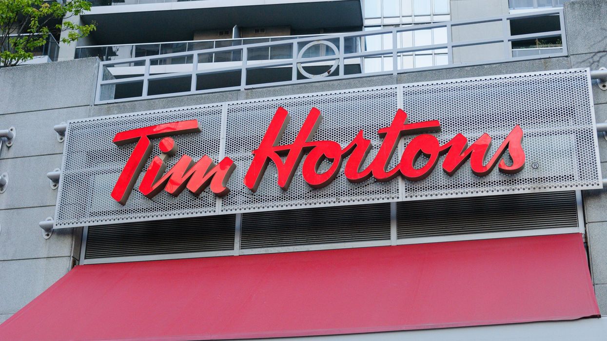tim hortons sign at a location in toronto