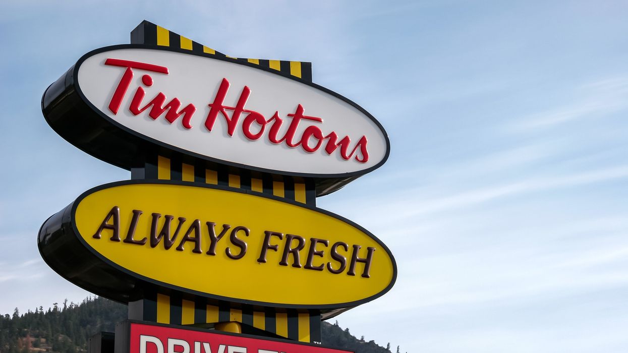 tim hortons sign outside a location in bc