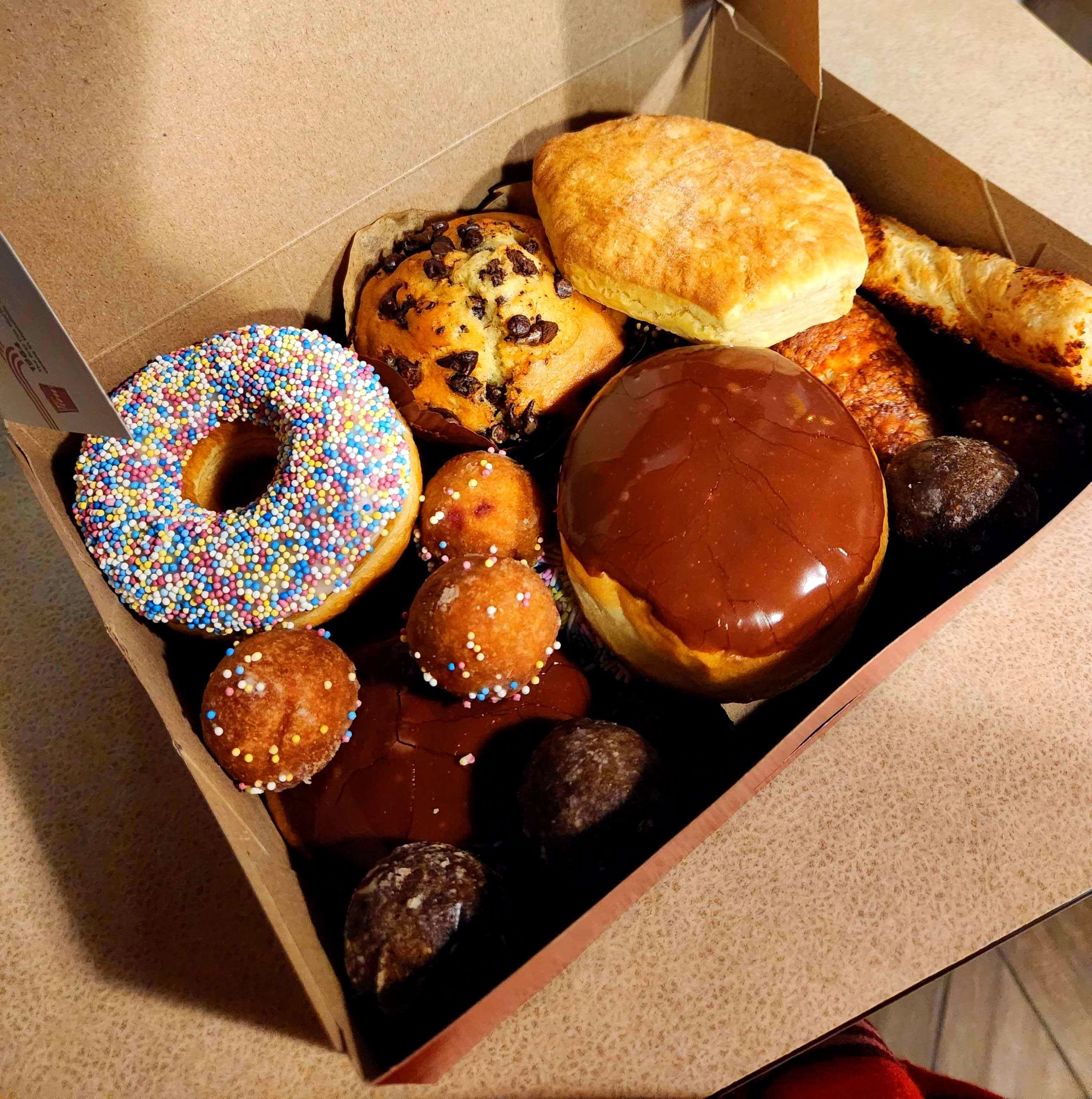 Tim Hortons treats in a box.