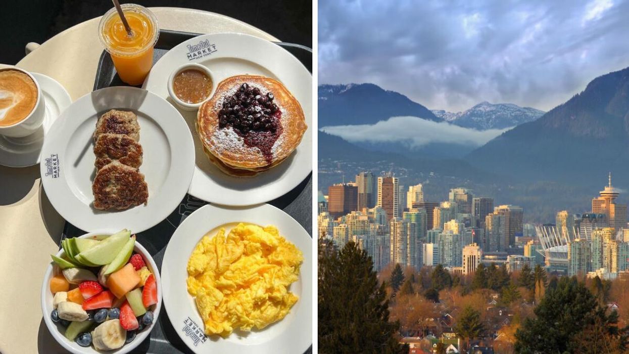Time Out Market food. Right: The city of Vancouver.