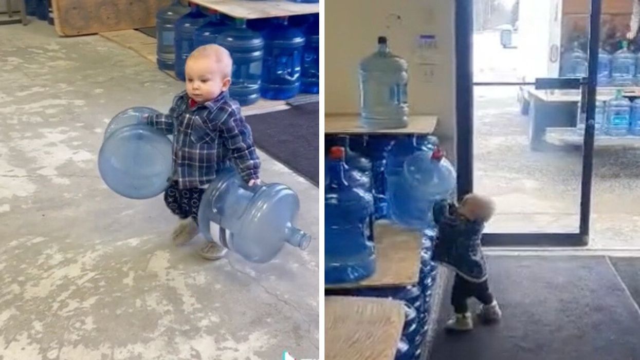 Toddler helping at Cariboo Water in Quesnel B.C.