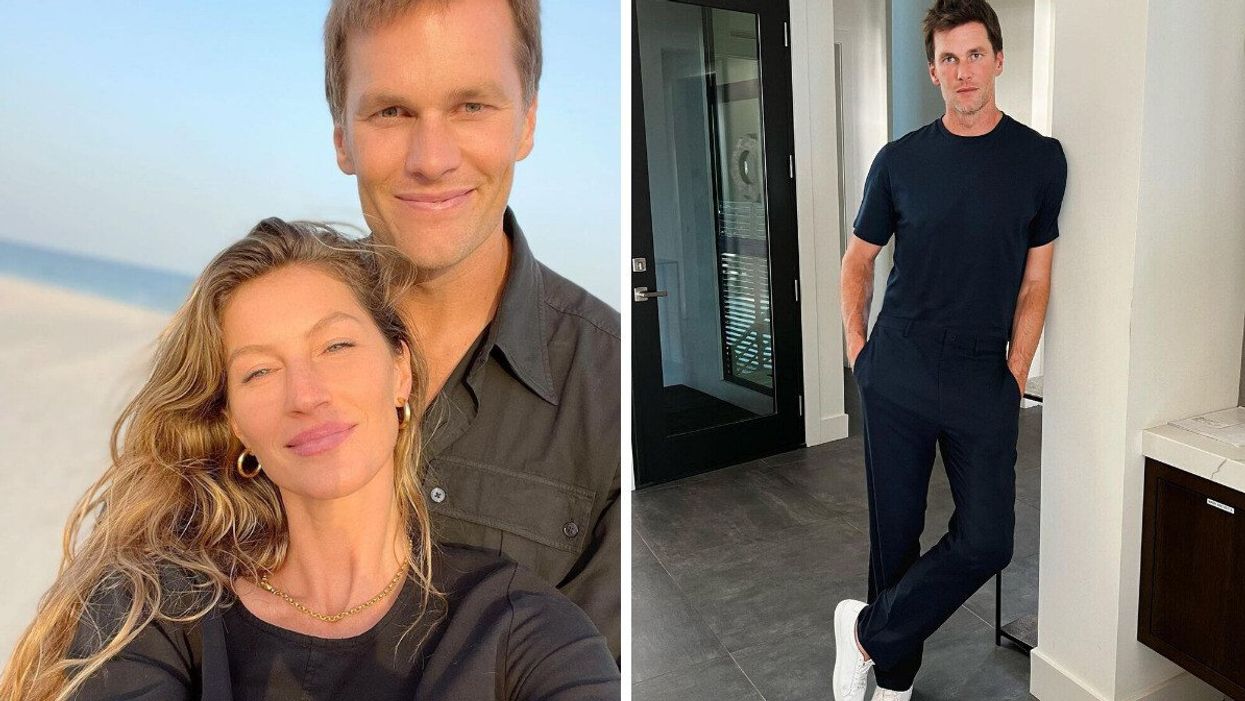 Tom Brady and Gisele Bündchen. Right: Tom Brady.