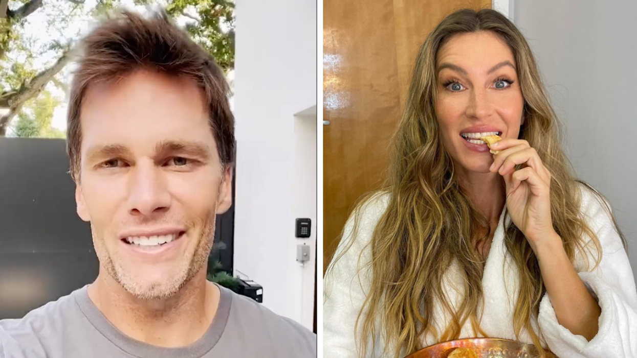 Tom Brady. Right: Gisele Bündchen.