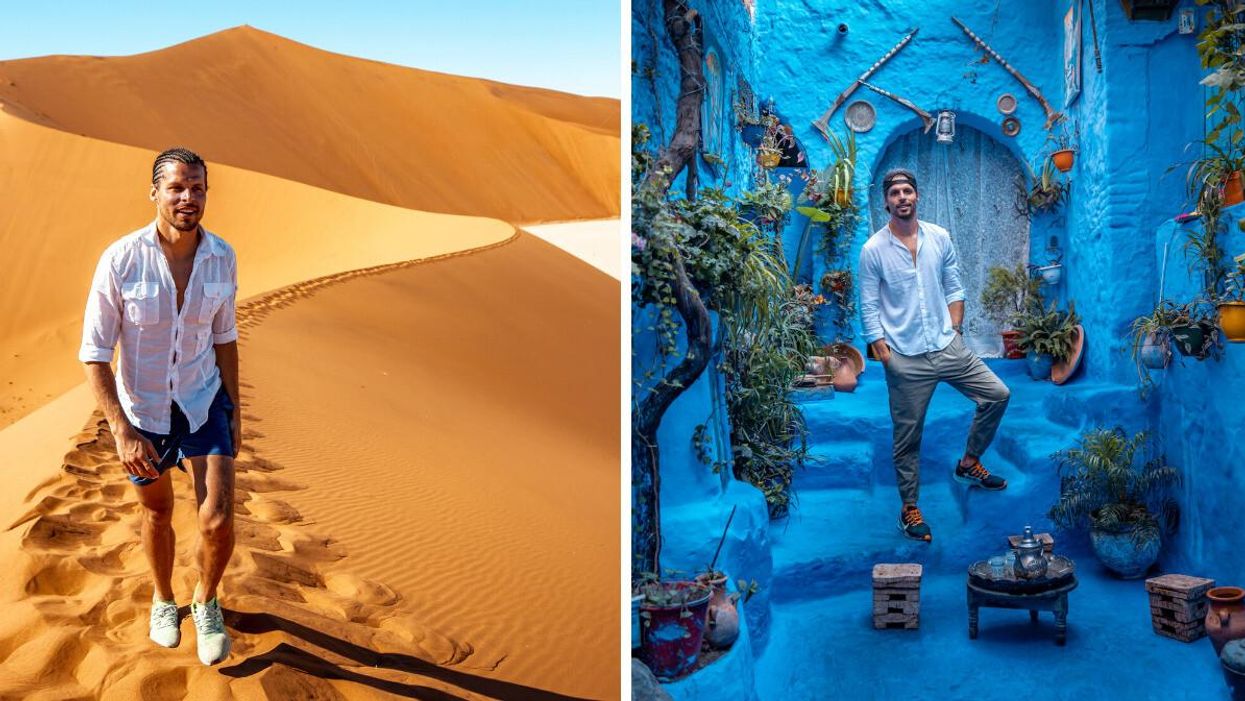 Tom Grond in Namibia. Right: Tom Grond in Morocco.
