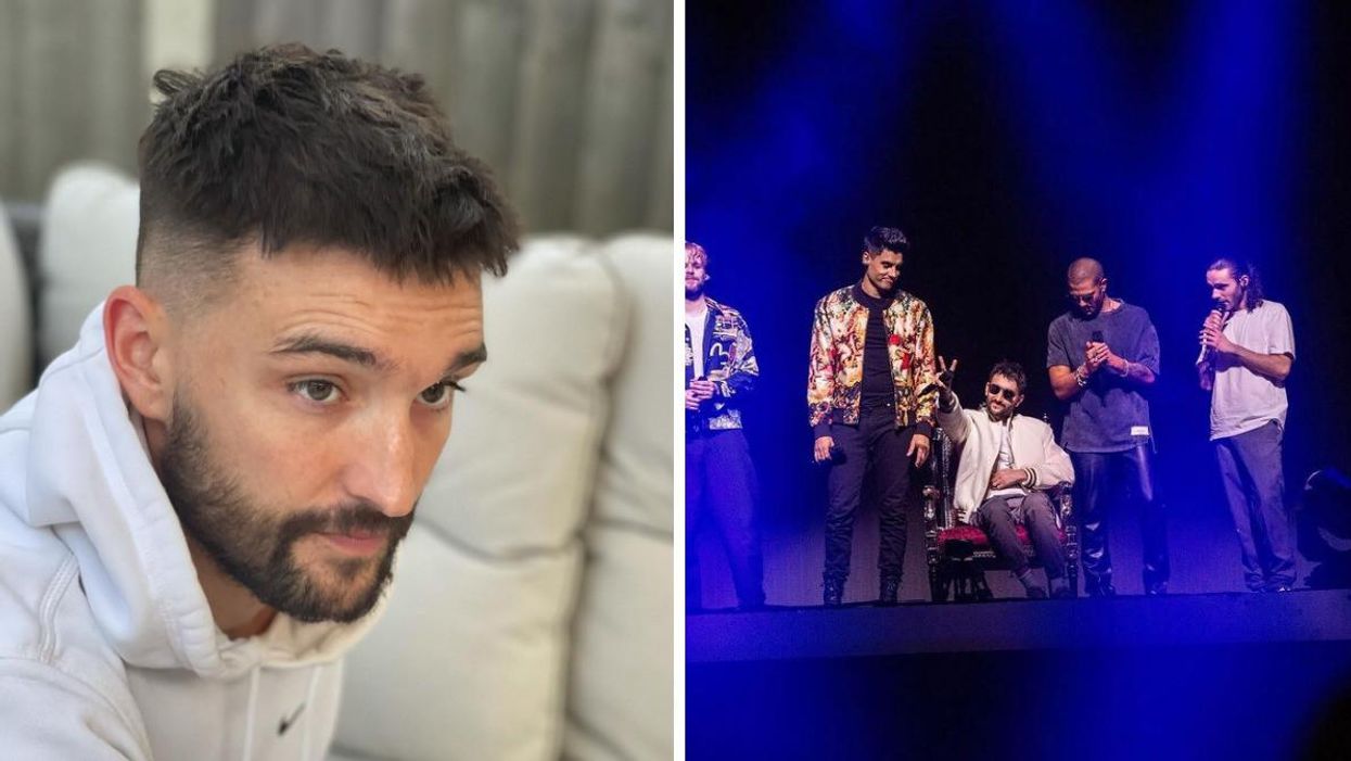 Tom Parker. Right: The Wanted performing.