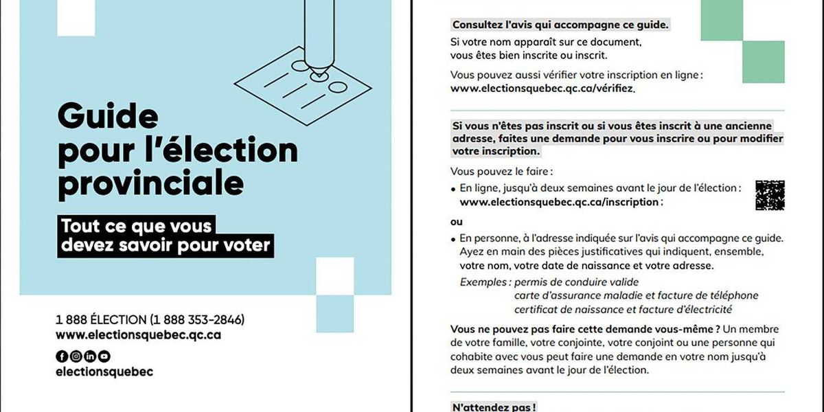 Élections Québec says it’s too late to print voter documents in English Élections Québec says it’s too late to print voter documents in English