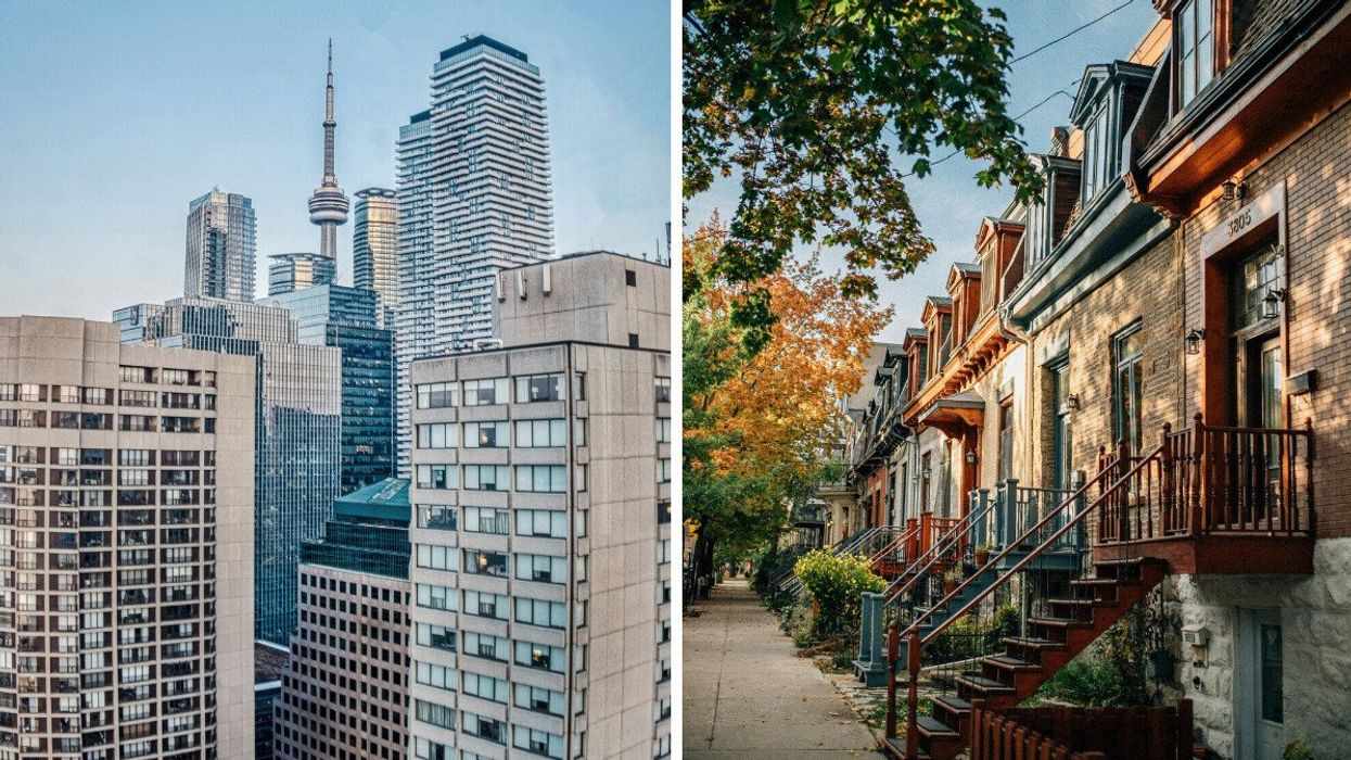 toronto apartment and condo buildings. right: houses in montreal