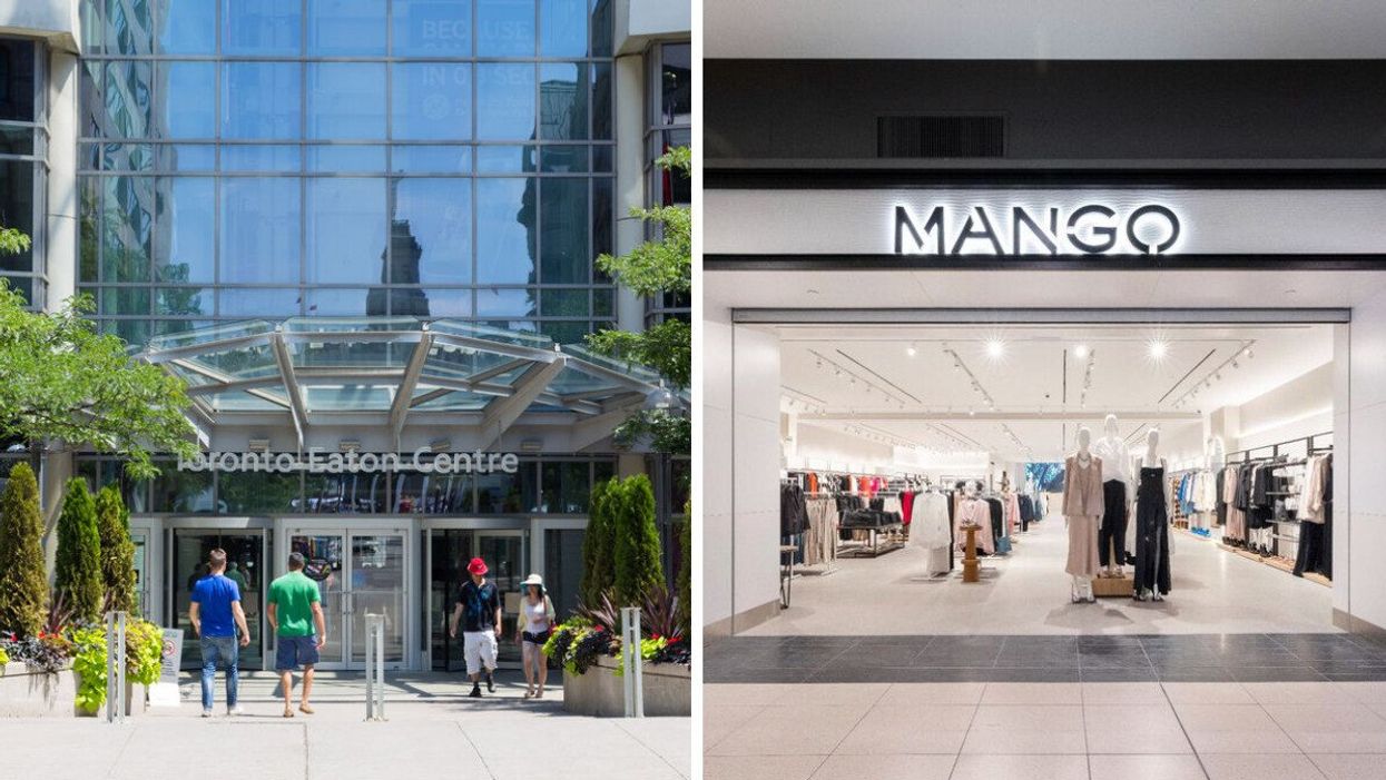 Toronto Eaton Centre. Right: Mango at the Toronto Eaton Centre.