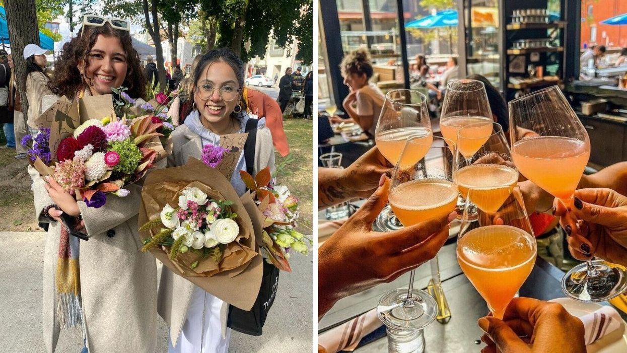 toronto flower market. right: marked restaurant in toronto