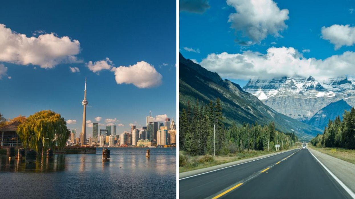 Toronto in the fall. Right: A road in Alberta.