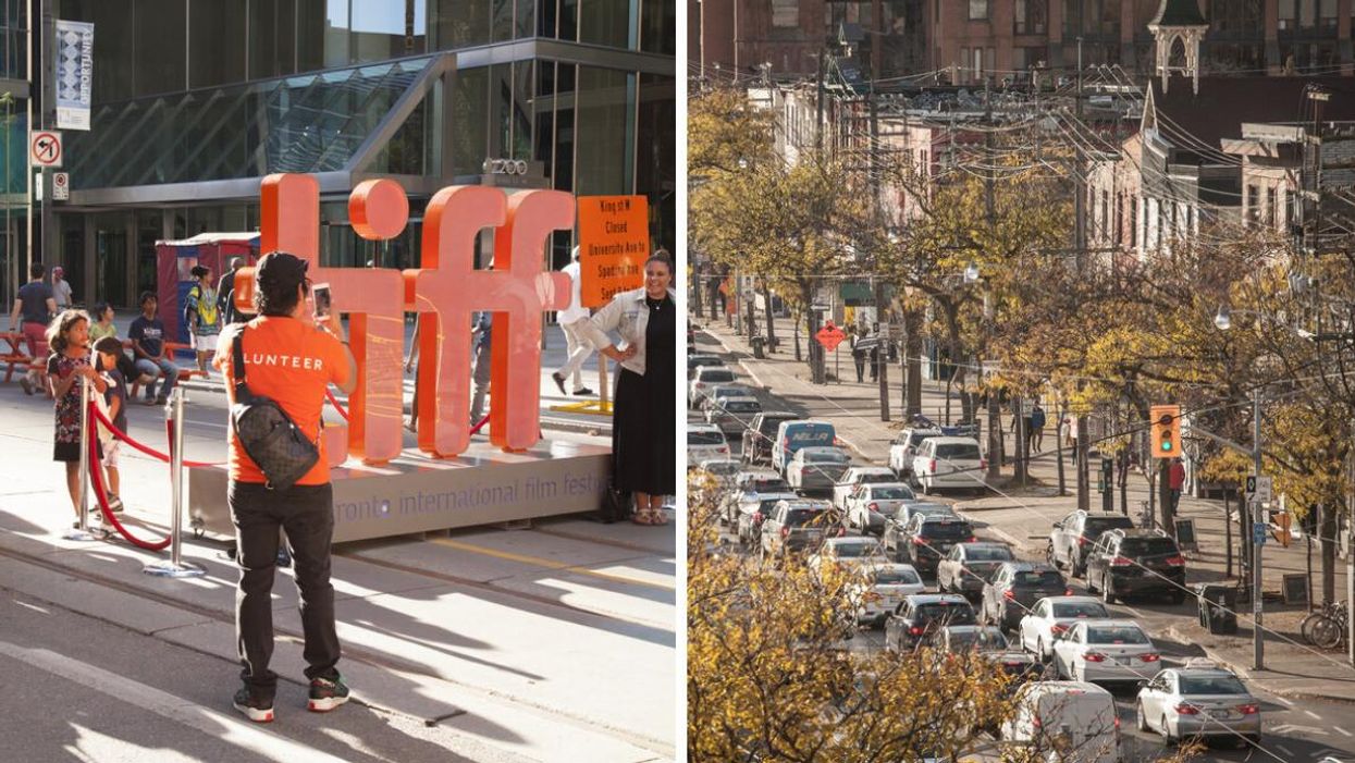 Toronto International Film Festival. Right: Toronto traffic jam