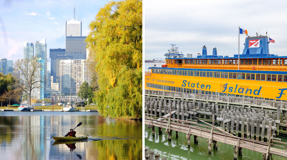 Toronto Island. Right: Staten Island ferry.