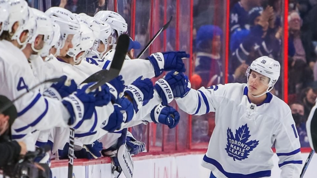 Toronto Maple Leafs Mitch Marner at a hockey game.