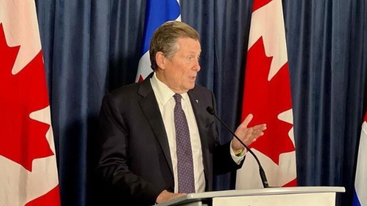 Toronto Mayor John Tory making an announcement.