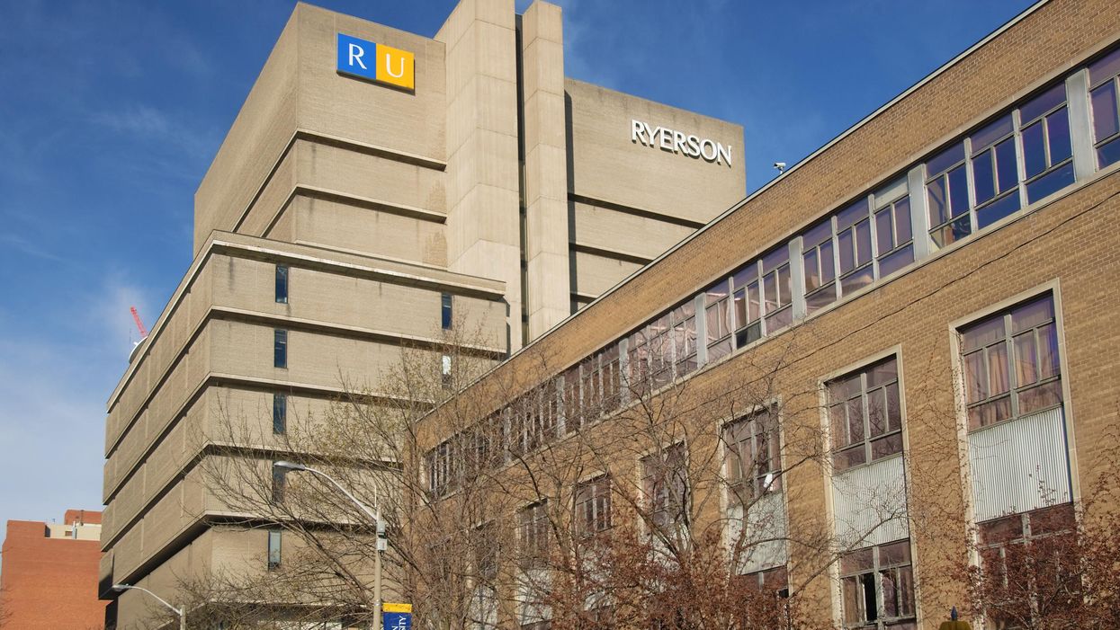 Toronto Metropolitan University with Ryerson sign.