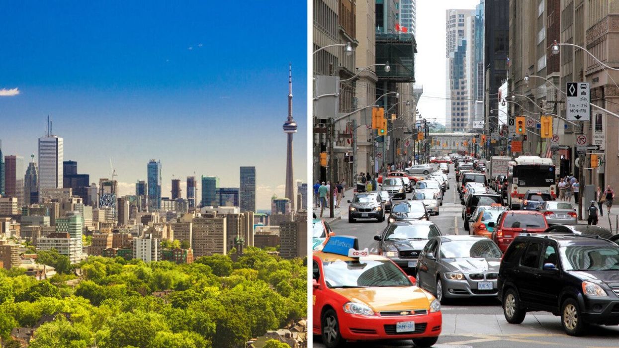 Toronto, Ontario. Right: Toronto traffic.