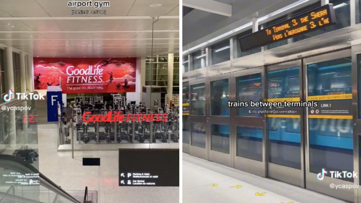 Toronto Pearson Airport's Gym and Trains.
