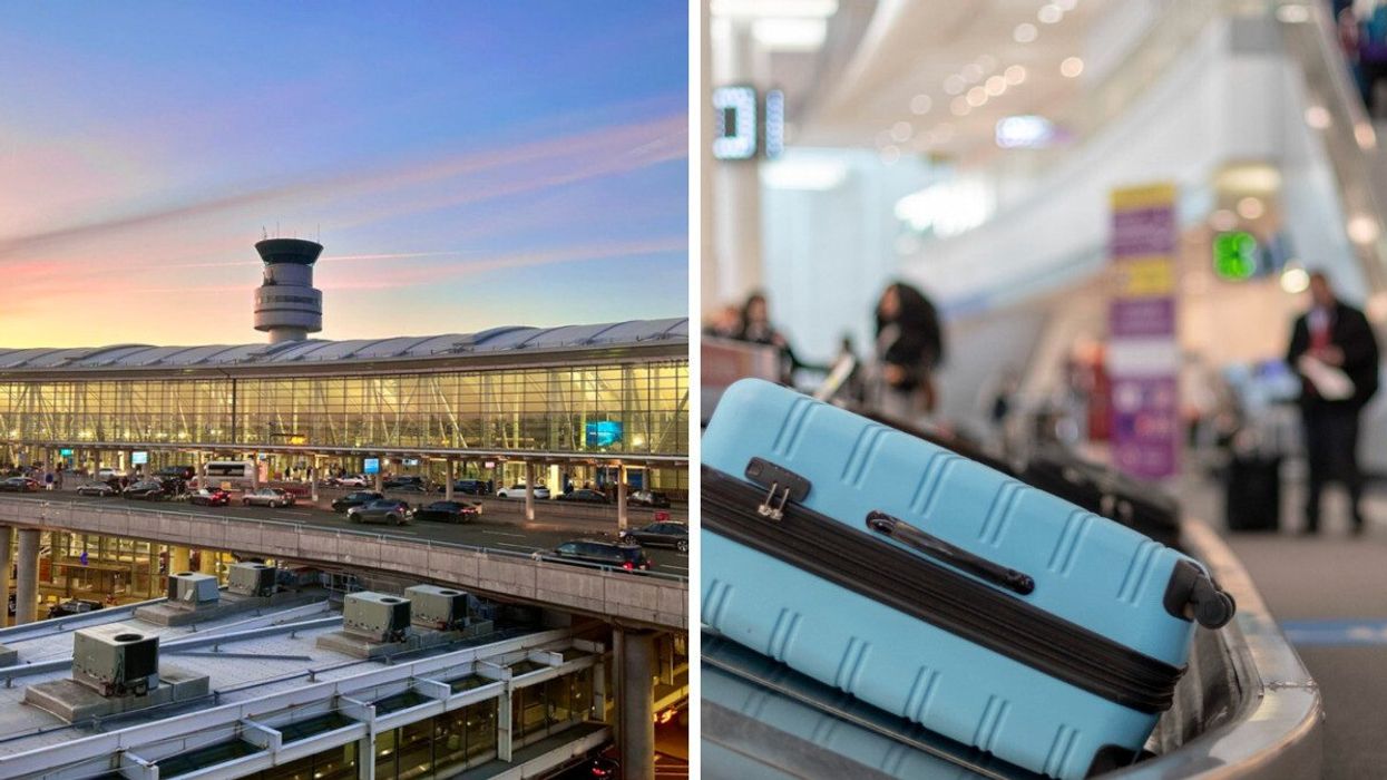 Toronto Pearson International Airport. Right: Luggage at Toronto Pearson Airport.