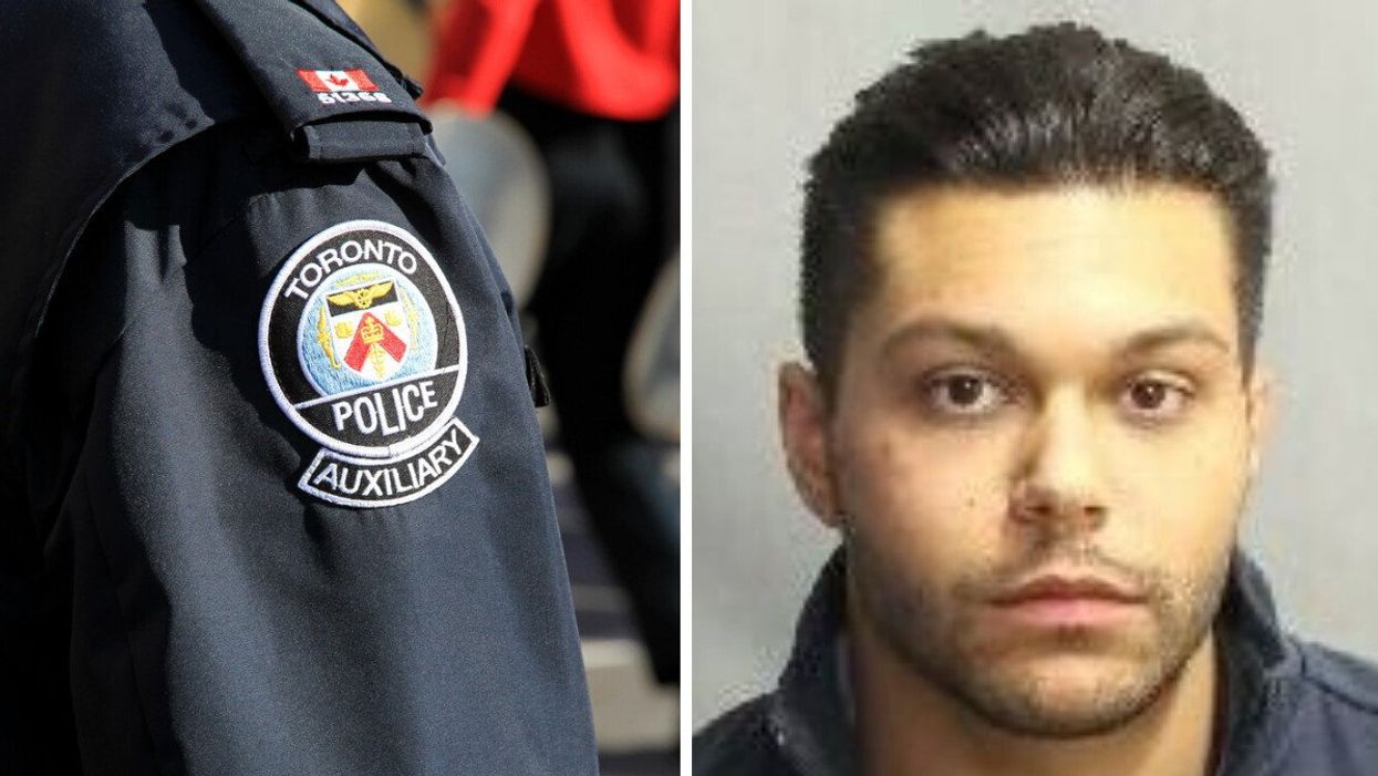 Toronto Police Uniform. Right: Samuel Wincenty, suspect in assault.