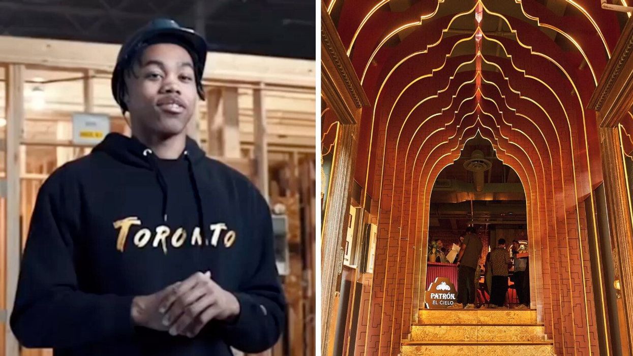 Toronto Raptors' star Scottie Barnes. Right: The entrance to Silent H in Toronto.