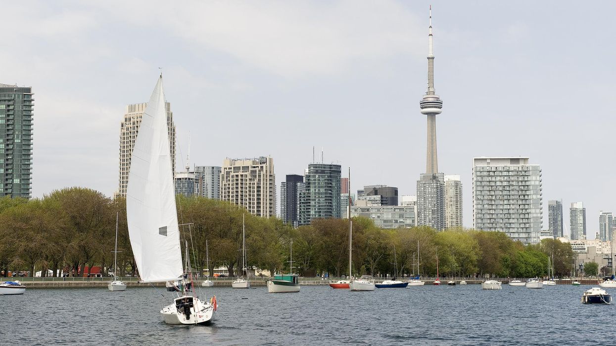 Toronto's lakefront on a cloudy day.