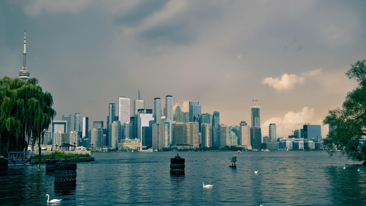 Toronto's skyline on a gloomy day.