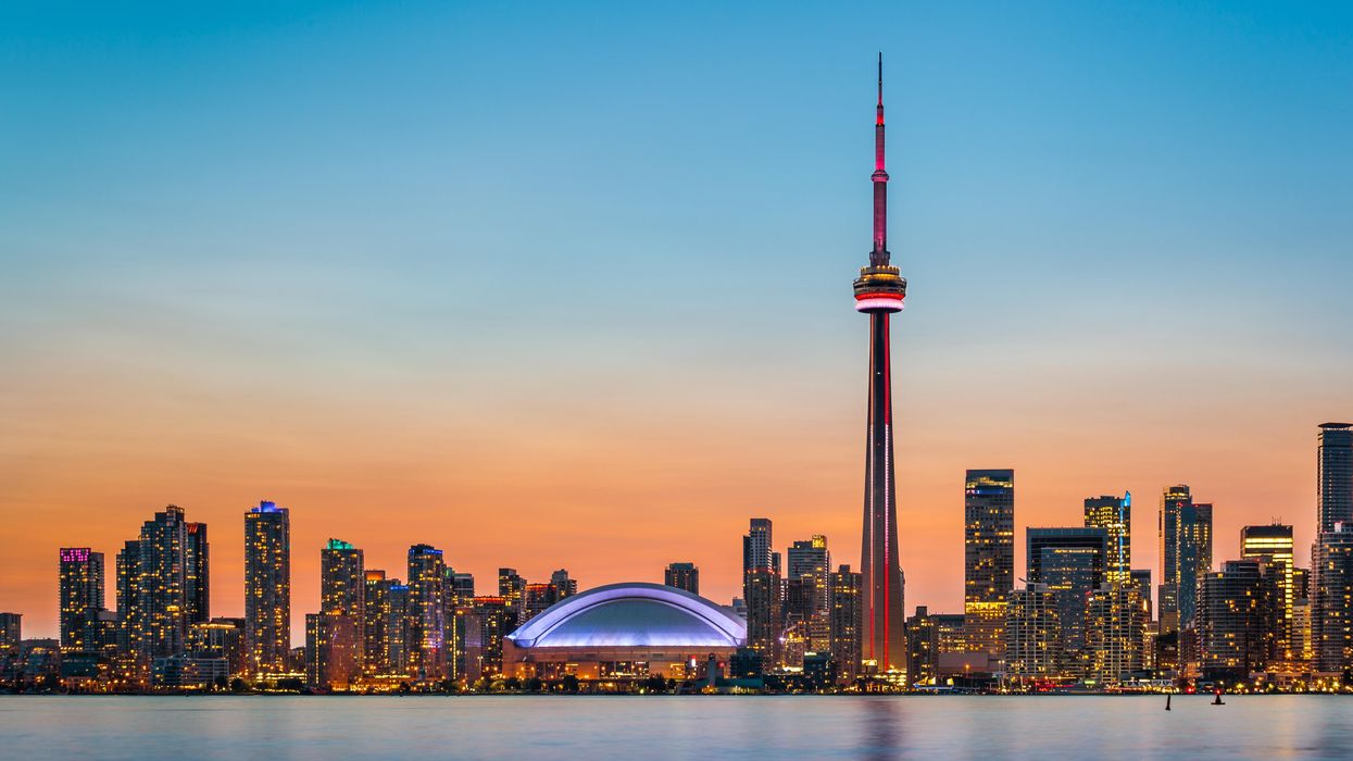Toronto skyline during sunset.