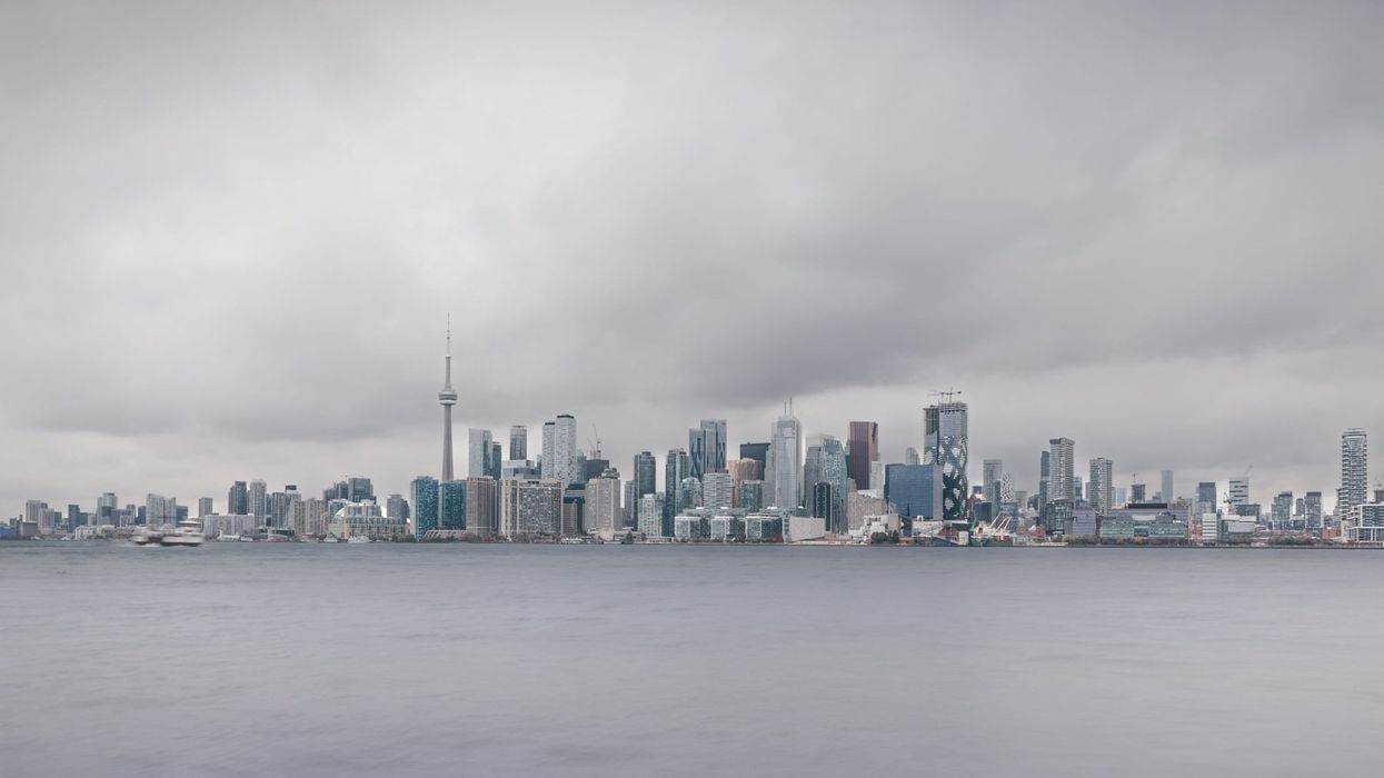 Toronto skyline on a cloudy, gloomy day (illustrative).