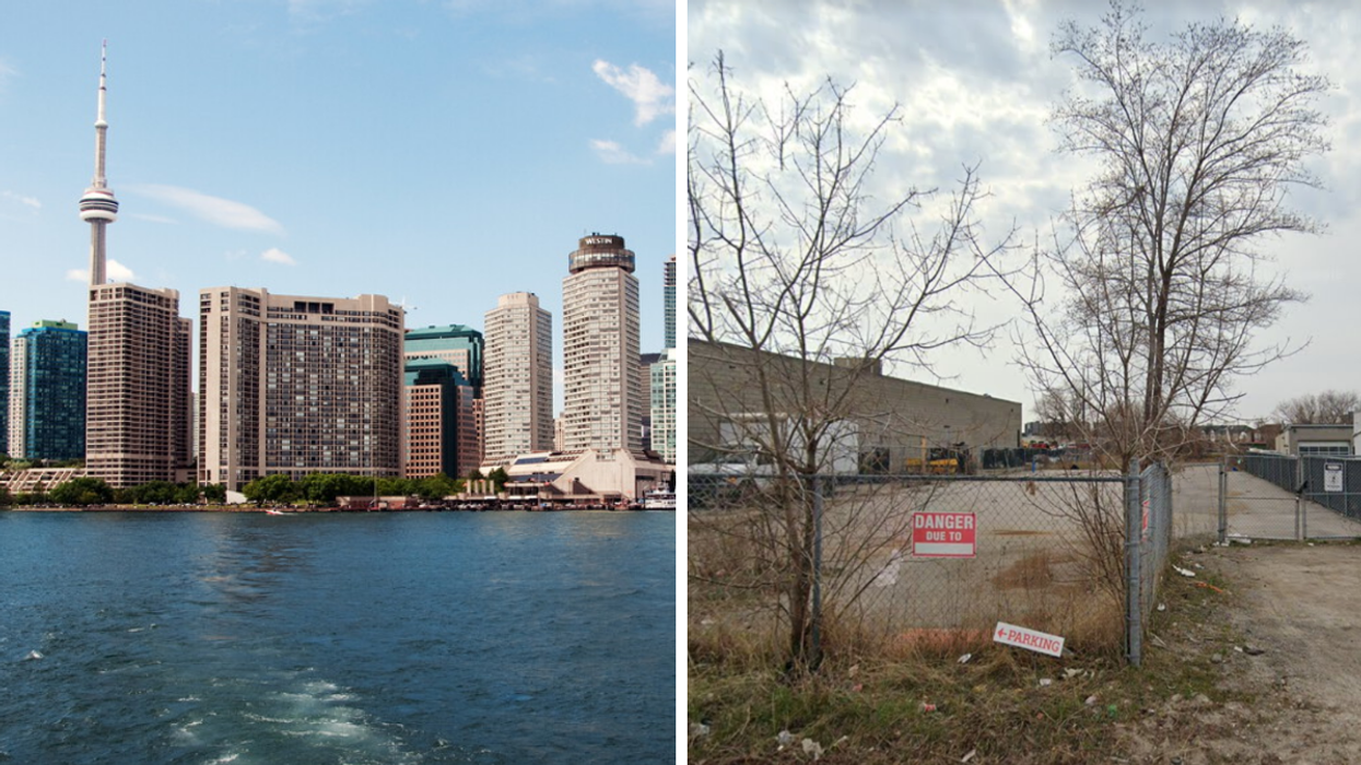 Toronto skyline. Right: One of the properties listed in the City's sale.