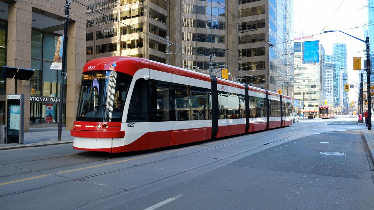 Toronto TTC streetcar in downtown core.