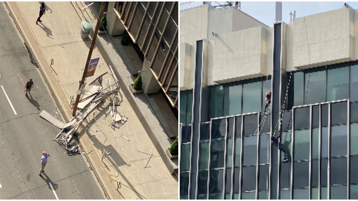 Toronto Window Washers Left Dangling From Highrise In Toronto After Platform Crashes Down (VIDEO)