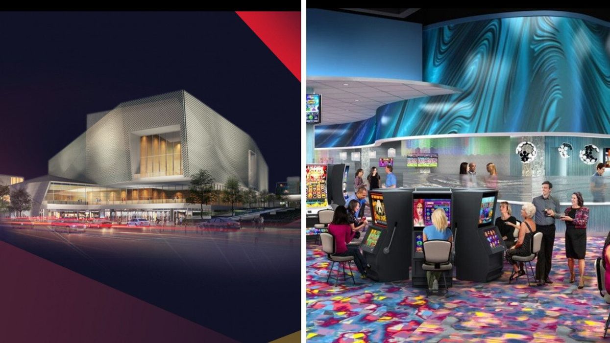 Toronto’s newest and first Vegas-style casino resort. Right: Gaming slot at casino.