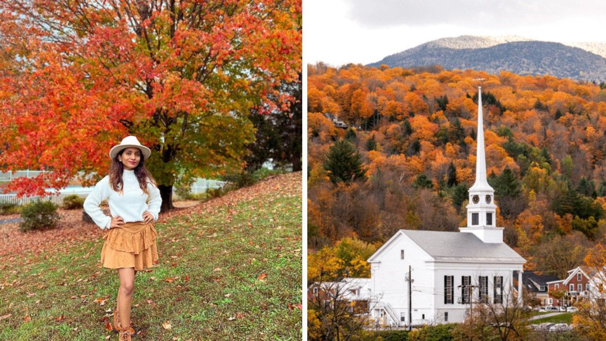 Touriste à Stowe, Vermont. Droite : Stowe, Vermont.