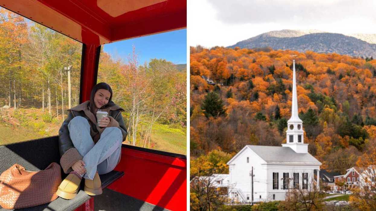 Touriste à Stowe, Vermont. Droite : Stowe, Vermont.