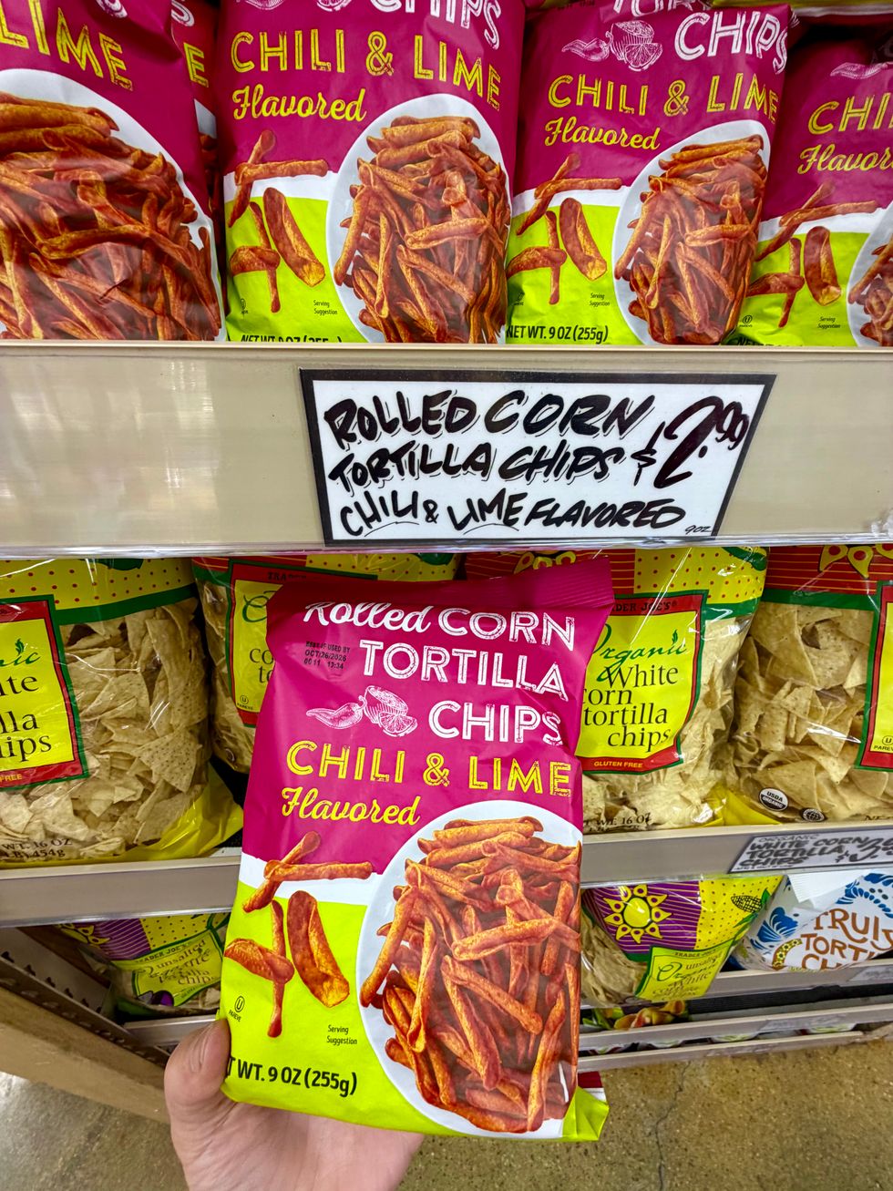 Trader Joe's Chili and lime rolled corn tortilla chips.