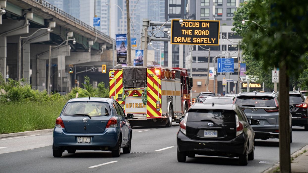 Traffic on Lake Shore Boulevard West in Toronto.