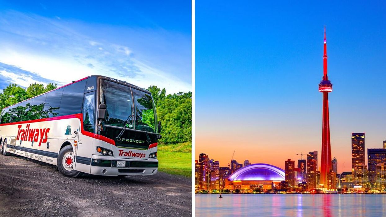 Trailways bus. Right: City of Toronto.