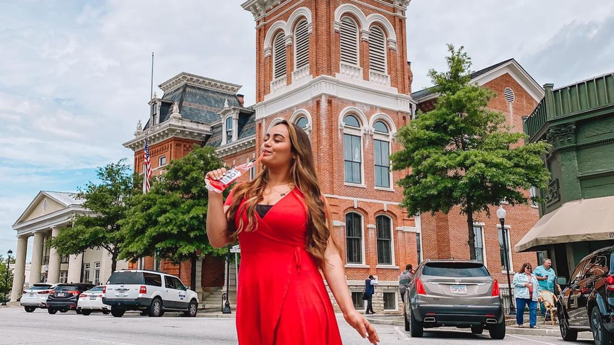 Travel content creator visiting ''Mystic Falls'' in Covington, Georgia.