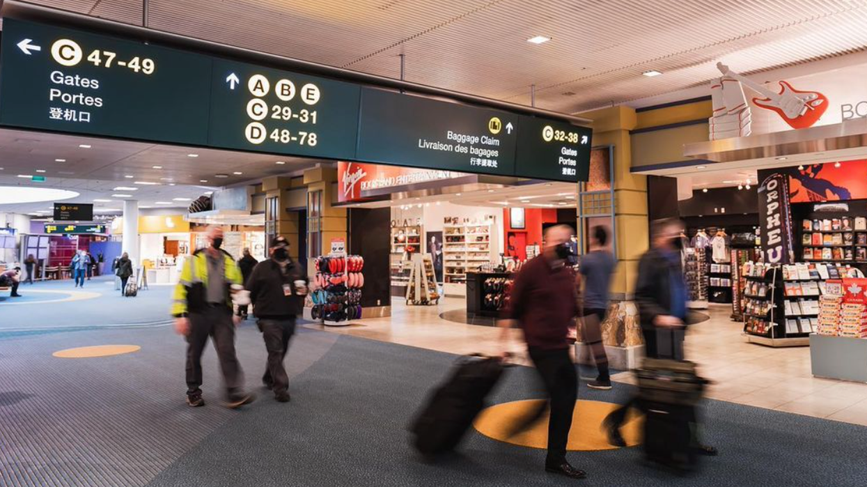 Travellers in Vancouver International Airport.