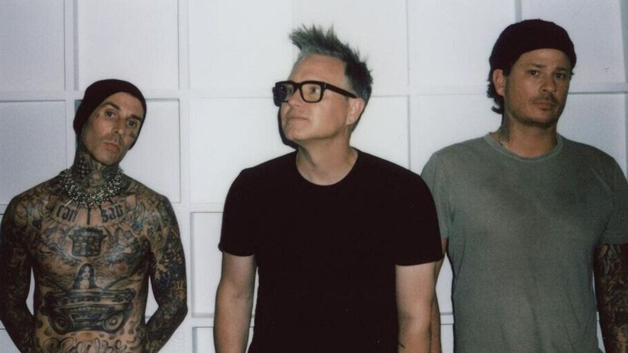 Travis Barker, Mark Hoppus and Tom DeLonge of Blink-182.