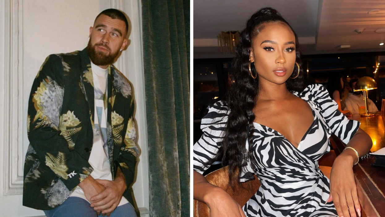 Travis Kelce. Right: Kayla Nicole.
