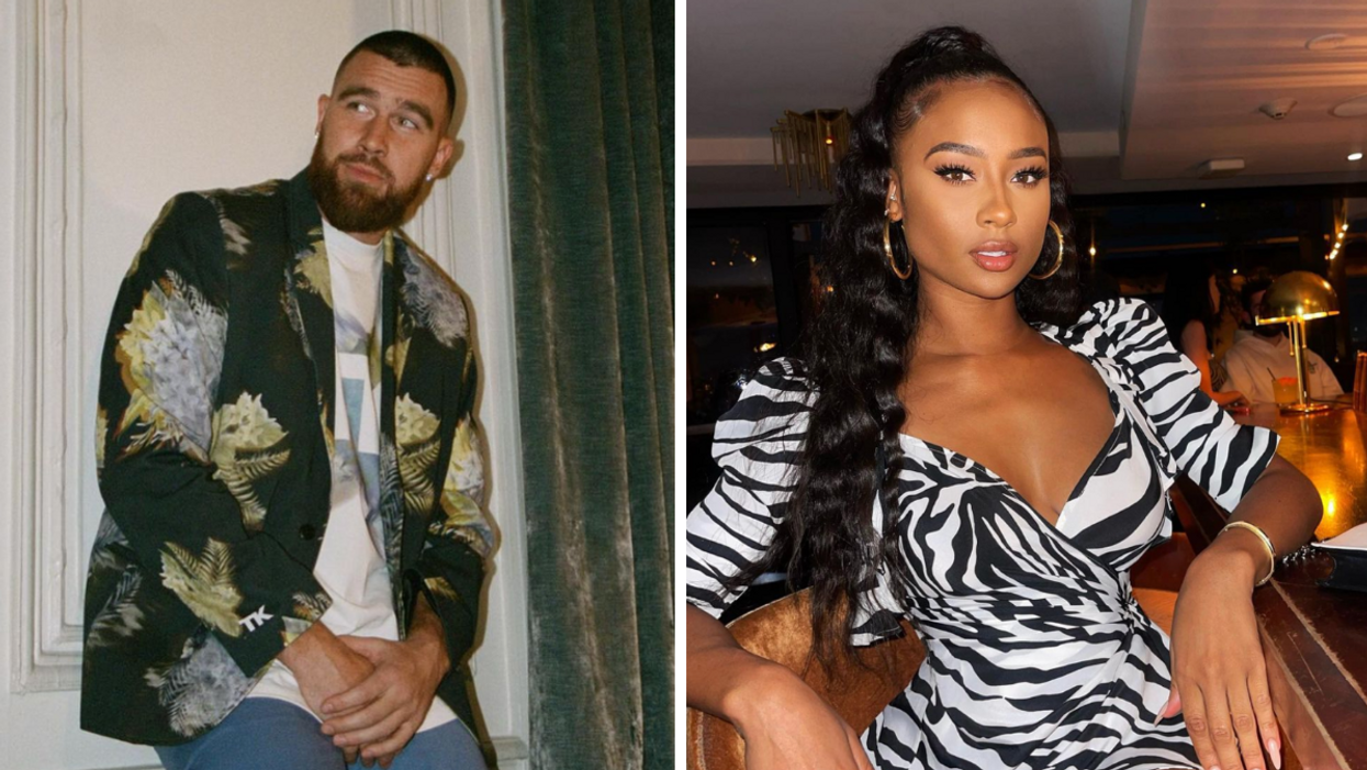 Travis Kelce. Right: Kayla Nicole.