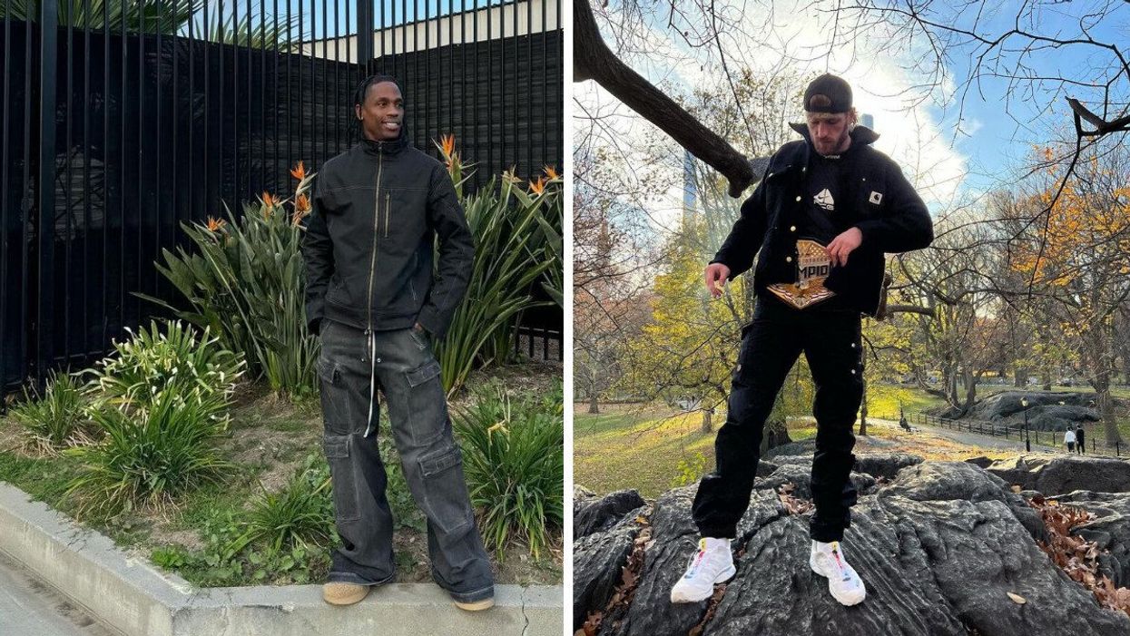 Travis Scott. Right: Logan Paul.