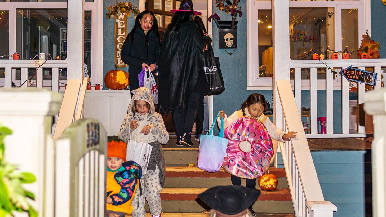 Trick or treaters at a Vancouver house.